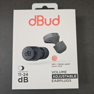 NEW dBud volume adjusting EARPLUGS 11-24 noise reduction